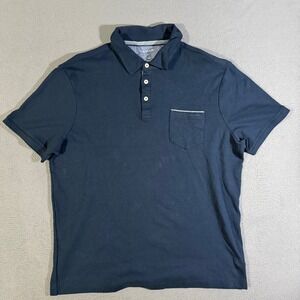 Tahari XL Men's Navy Blue Polo Shirt Short Sleeve Pocket Casual Cotton